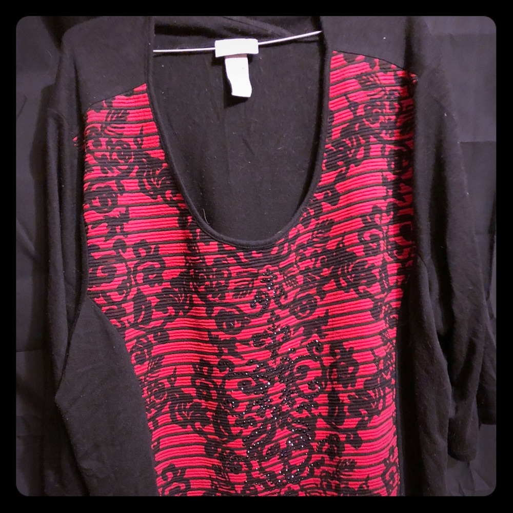 CATHERINES BLACK AND RED BLINGY TOP